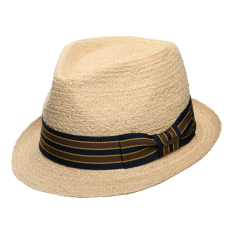 Stetson Trilby Hut aus Raffia-Stroh mit gestreiftem Band - Natur