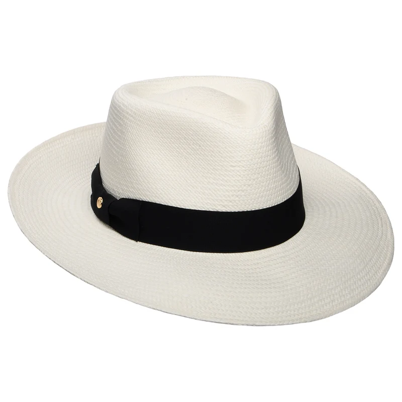 Failsworth Chatsworth Panama Fedora Hut - Perlweiß-Schwarz