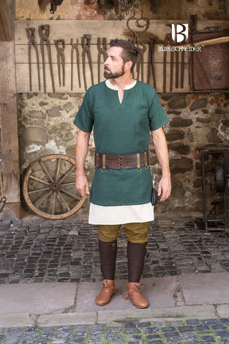 Mittelalter Tunika kurzarm „Aegir“ - Grün