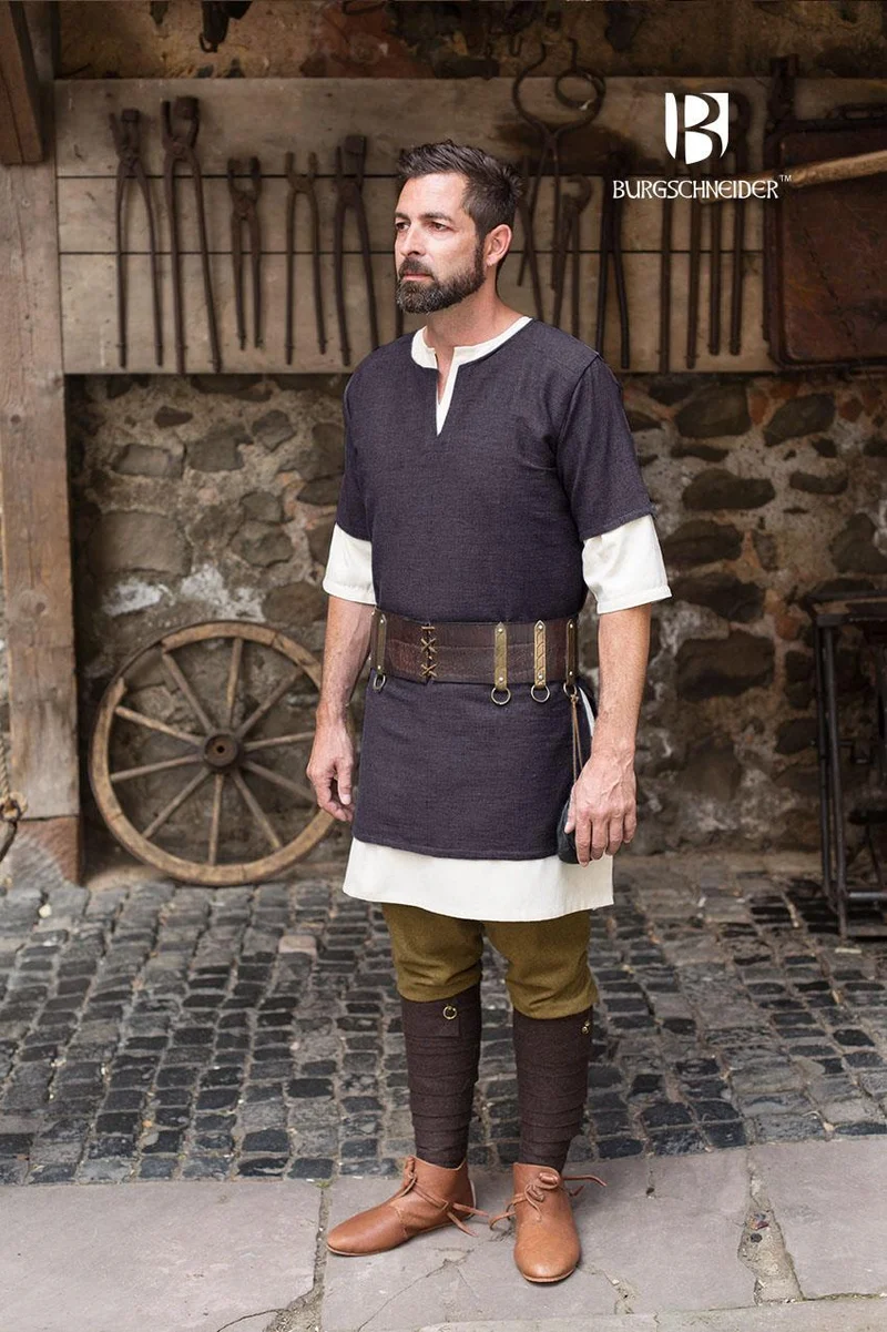 Mittelalter Tunika kurzarm „Aegir“ - Grau