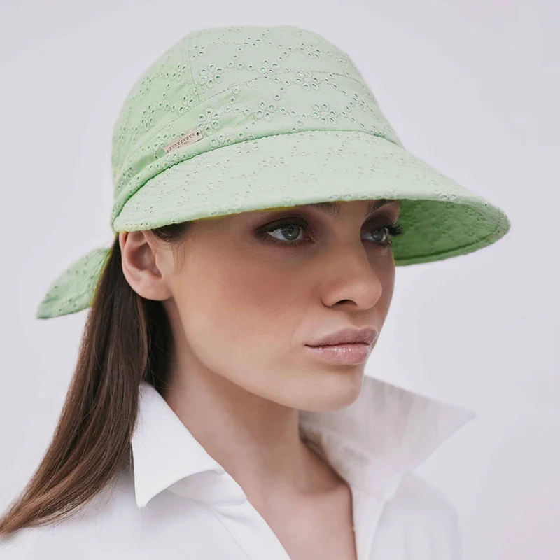 Seeberger Face Framer Sonnen-Cap Lace aus Baumwolle - Minzgrün