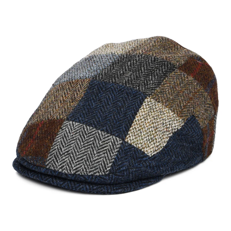 Denton Cheshire HARRIS TWEED Schiebermütze Patch - Mehrfarbig