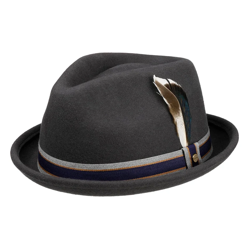 Stetson Valcourt Player Wasserabweisender Wasserabweisende Trilby Hut aus Wollfilz - Dunkelgrau