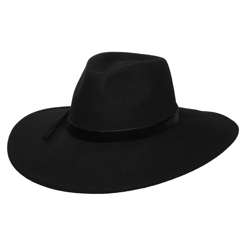 Scala Calista Rancher Fedora Hut aus Wollfilz mit Samt-Hutband III - Schwarz