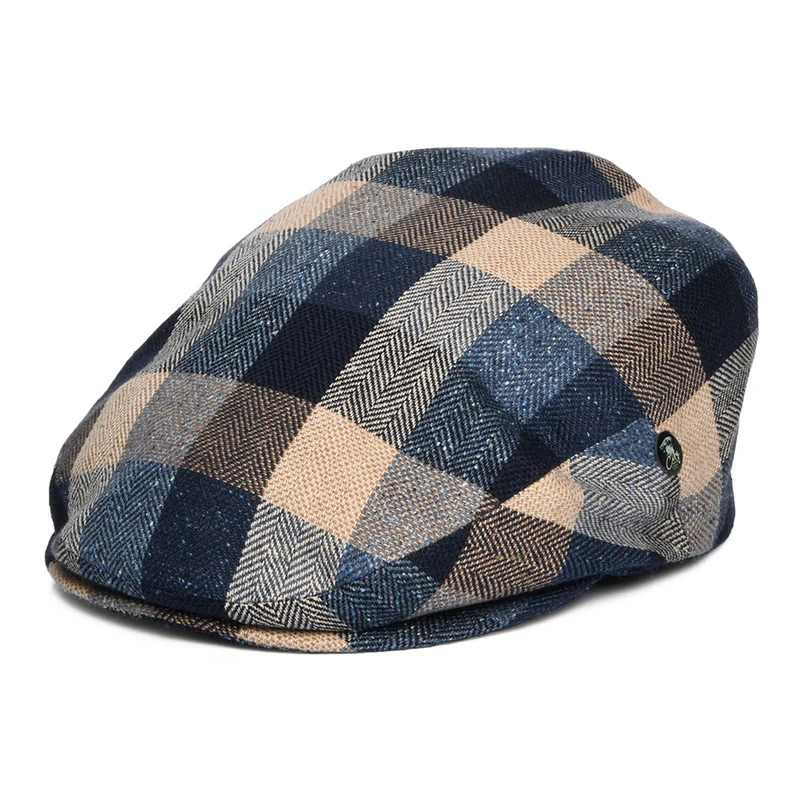 City Sport Sommer Schiebermütze Patchwork aus Seide-Baumwolle - Blau-Multi