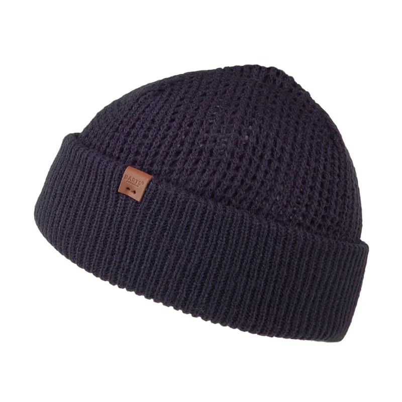 Barts Adas mit Umschlag Beanie Mütze mit Umschlag im Waffelstrickmuster - Marineblau