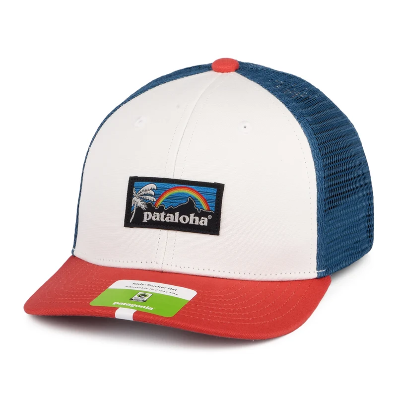 Patagonia Kinder Patalokahi Label Trucker Cap aus organischer Baumwolle - Weiß-Rot-Blau