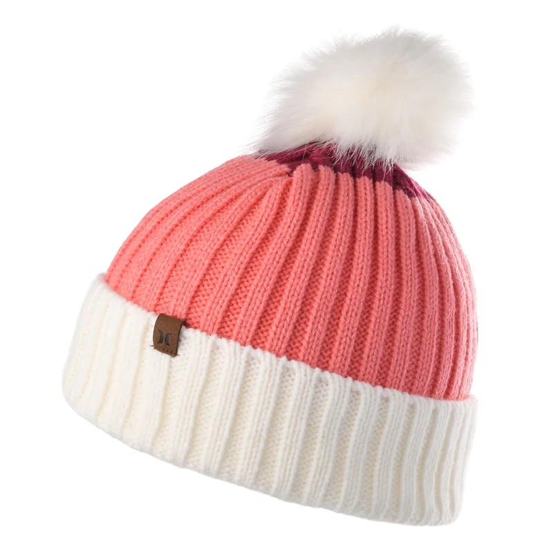 Hurley June Bommelmütze - Weiß-Pink