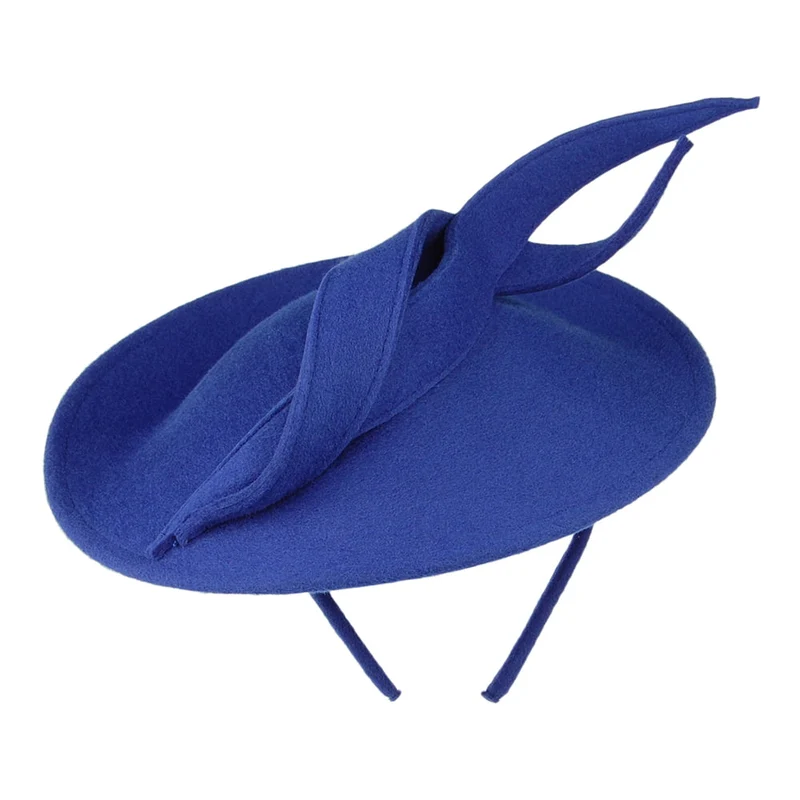 Whiteley Luna Disc Fascinator aus Wolle mit Wirbel - Königsblau