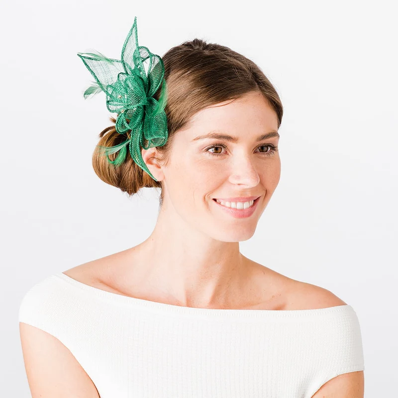 Failsworth Wendy Clip-On Blumen Fascinator - Smaragdgrün