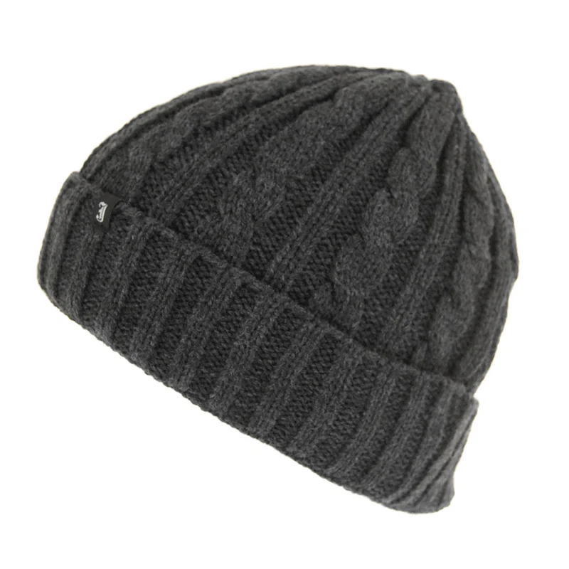Jaxon & James Zopfstrickmuster Beanie Dunkelgrau Großhandel