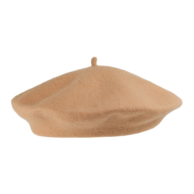 Fashion Baskenmütze aus Wolle Camel Großhandel