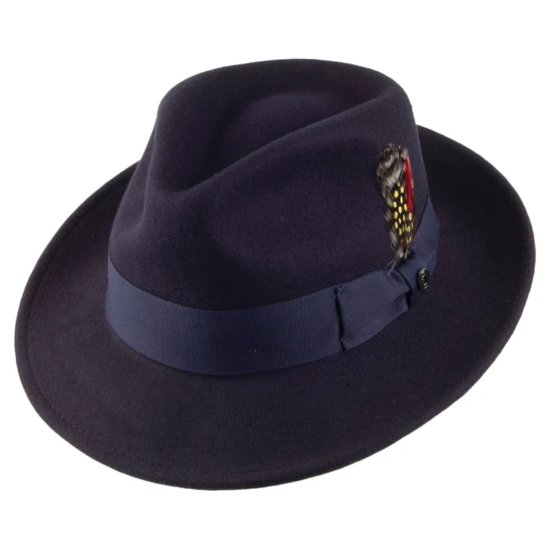 Jaxon & James Crushable C-Crown Fedora Wollfilzhut Navy Großhandel
