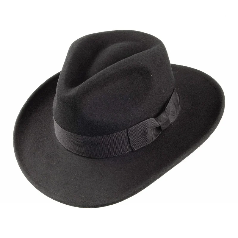 Jaxon & James Crushable Ford Fedora Wollfilzhut Schwarz Großhandel