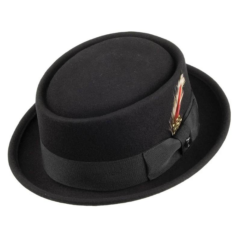 Jaxon & James Pork Pie Filzhut Schwarz Großhandel