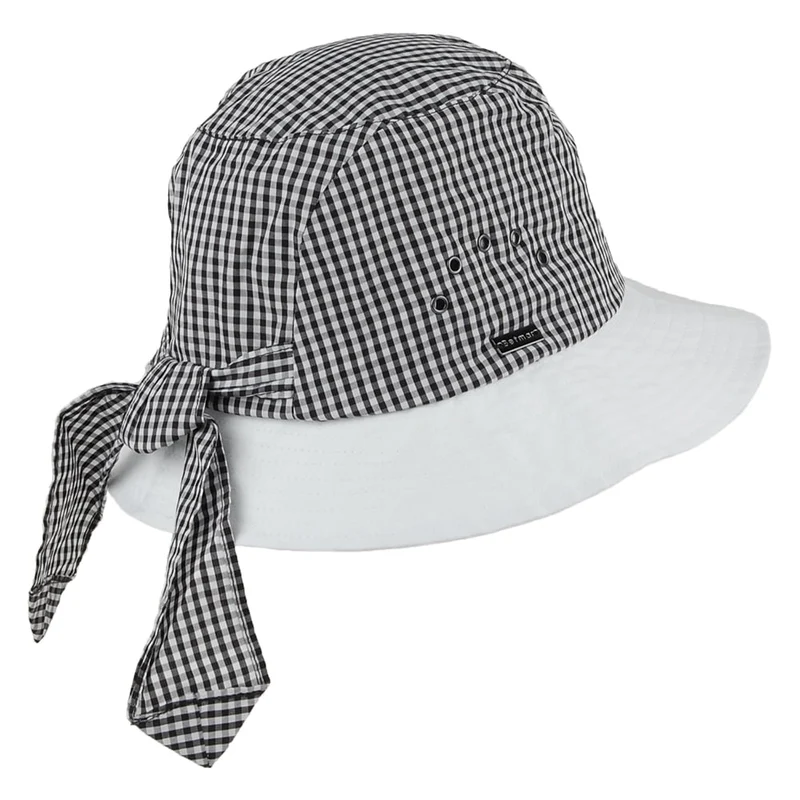 Betmar Geknoteter Glockenhut Gingham - Schwarz-Weiß