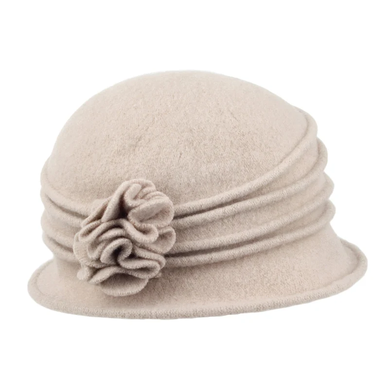 Scala Woll-Glockenhut mit Blume - Taupe