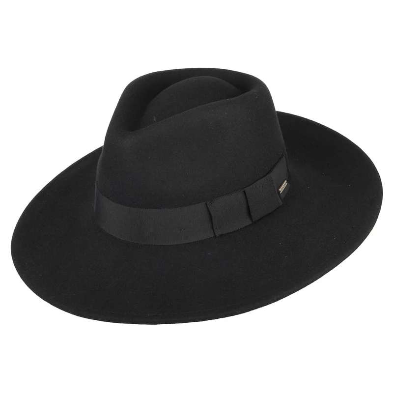 Brixton Damen Joanna Fedora Hut mit erweiterter Krempe aus Wollfilz - Schwarz