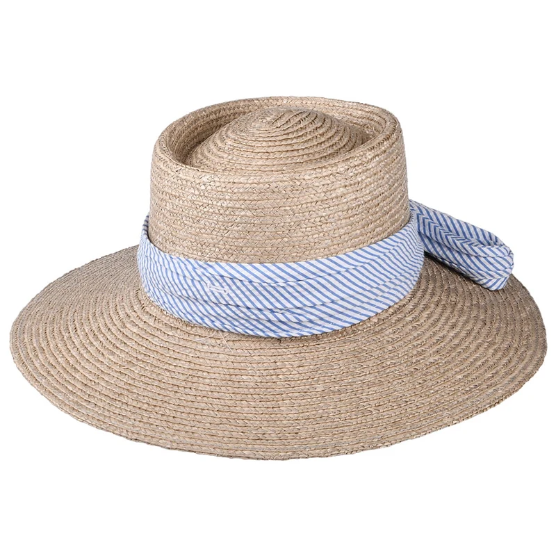 Brixton Aries Sonnenhut aus Stroh - Elfenbein-Blau