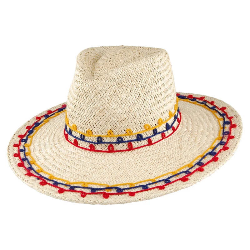 Brixton Joanna Sonnenhut mit Stickereien aus Stroh - Natur-Mix