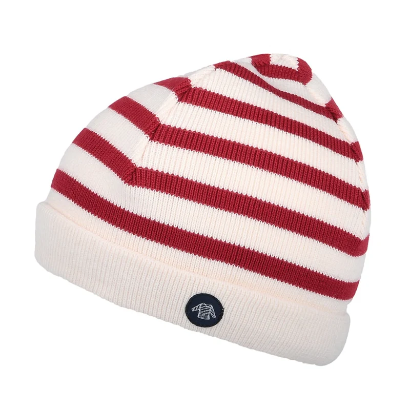 Armor Lux Kinder Lannion Beanie Mütze gestreift - Natur-Rot
