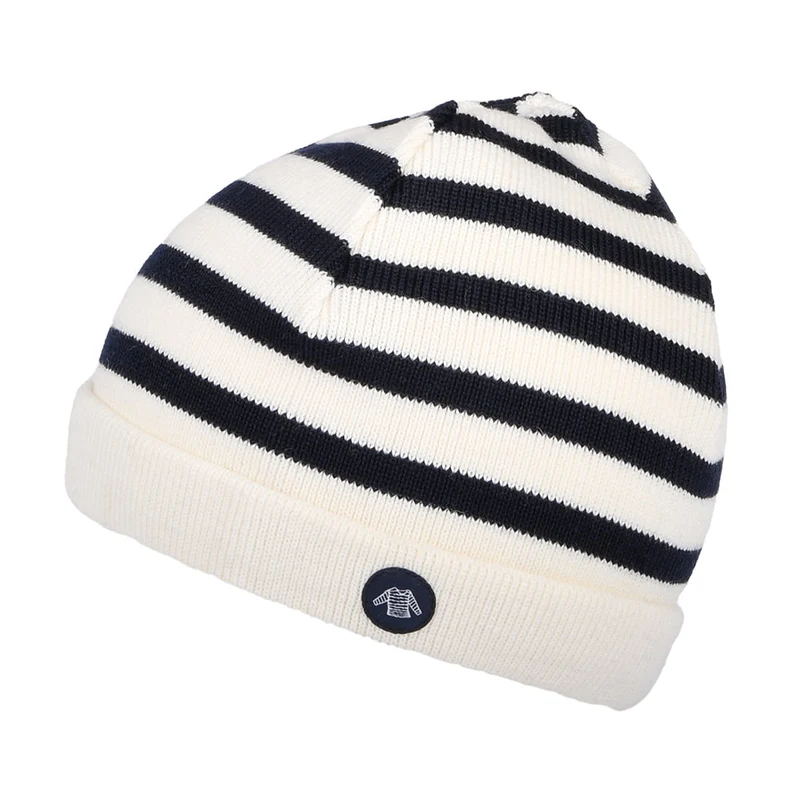 Armor Lux Kinder Lannion Beanie Mütze gestreift - Natur-Marineblau