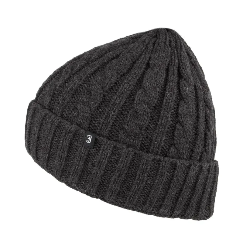 Jaxon & James Zopfstrickmuster Beanie - Dunkelgrau