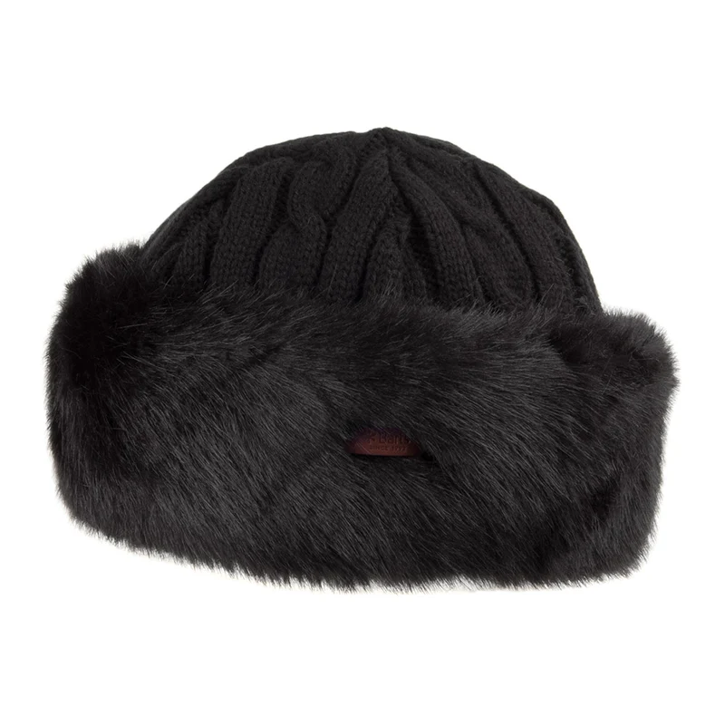 Barts Beanie Mütze Cable aus Kunstfell - Schwarz