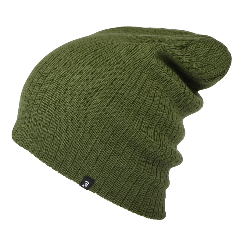 Jaxon & James Oversized Ribknit Beanie Mütze Olivgrün Großhandel