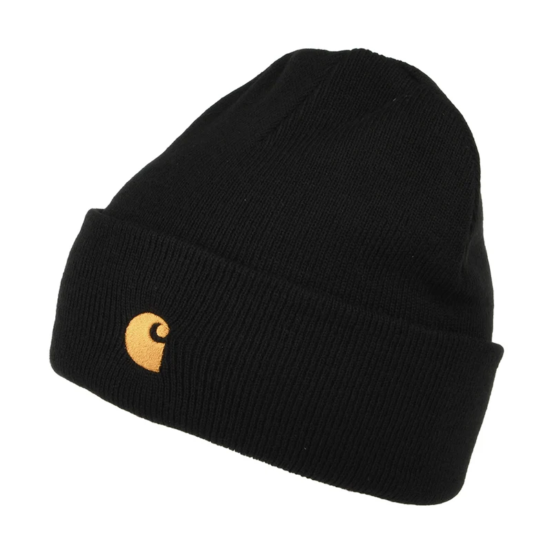 Carhartt WIP Chase Beanie Mütze mit Umschlag - Schwarz