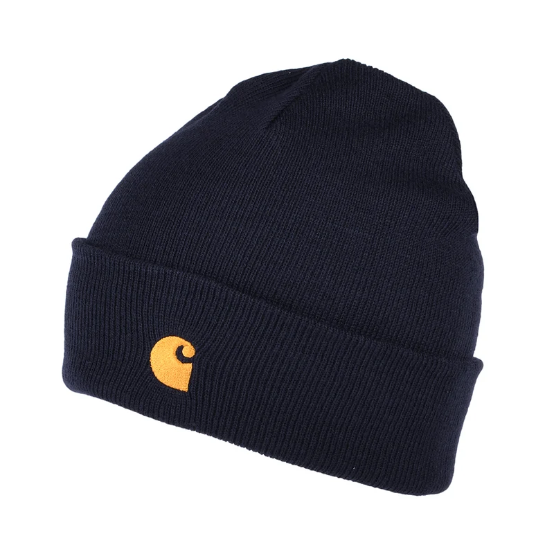 Carhartt WIP Chase Beanie Mütze mit Umschlag - Dunkles Marineblau