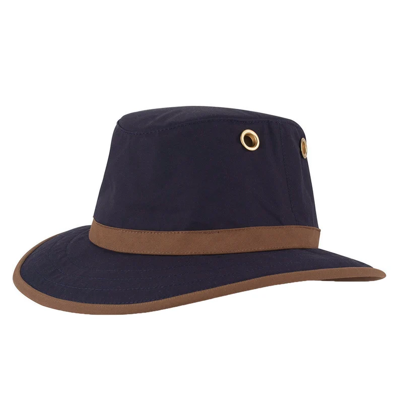 Tilley TWC7 Outback Hut aus gewachster Baumwolle - Marineblau-Hellbraun