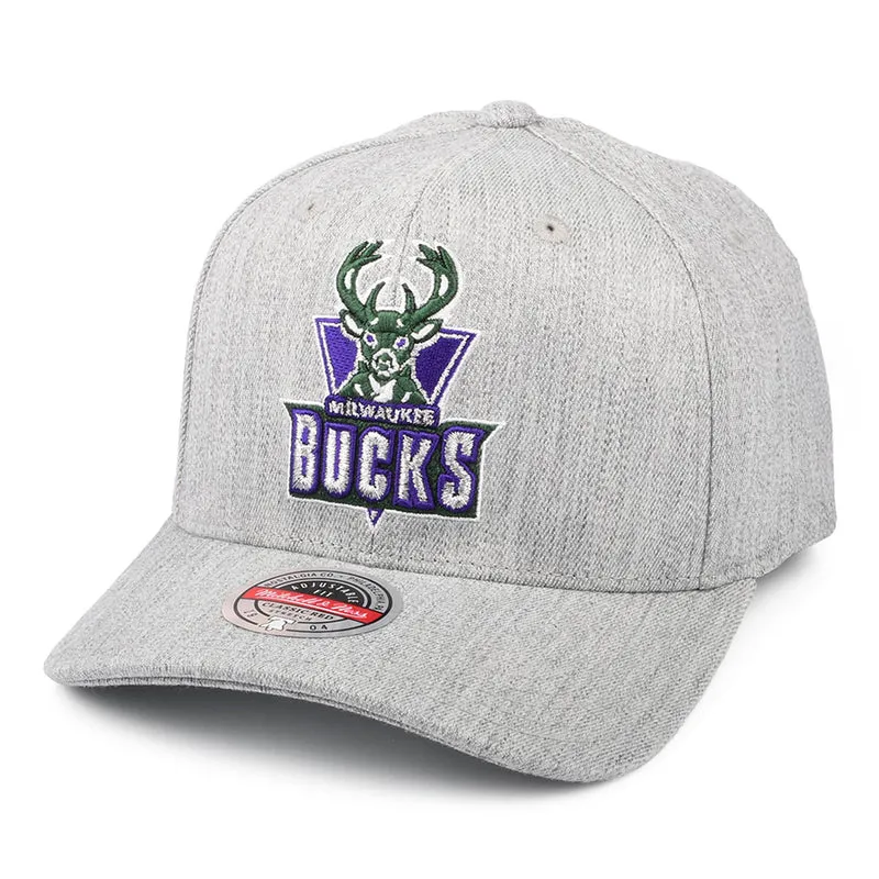 Mitchell & Ness Milwaukee Bucks Snapback Cap - NBA Team Heather Redline - Meliertes Grau