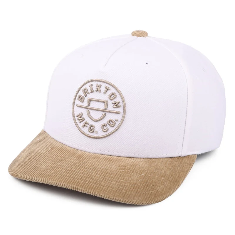 Brixton Crest MP Snapback Cap - Weiß-Khaki