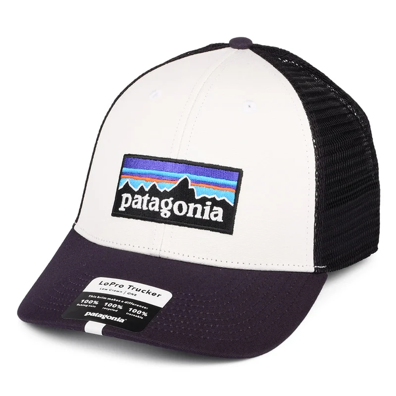 Patagonia P-6 Logo LoPro Trucker Cap aus organischer Baumwolle - Weiß-Lila