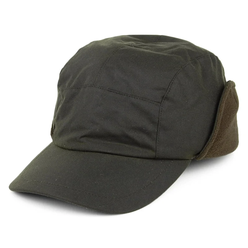 Failsworth Lumberjack Baseball Cap aus gewachster Baumwolle mit Ohrenklappen - Olivgrün