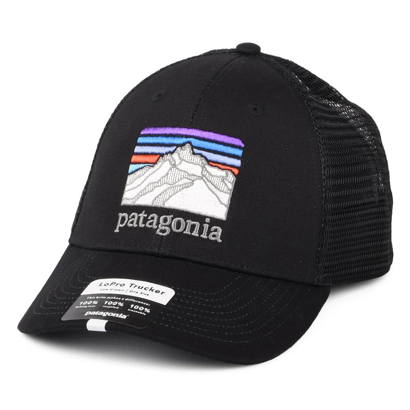 Patagonia Line Logo Ridge LoPro Trucker Cap aus Organic Cotton Canvas - Schwarz