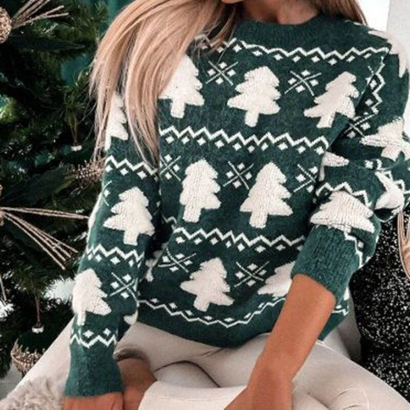 KatysSweater I Winterlicher Weihnachtspullover mit Weihnachtsbaum für Frauen