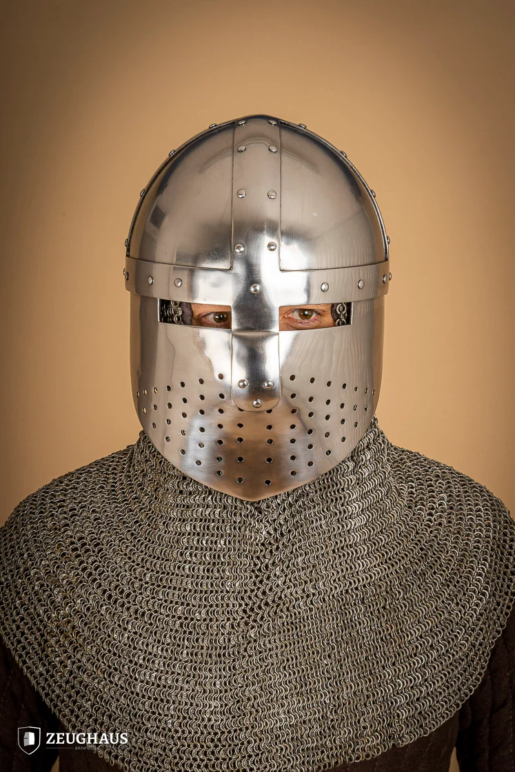 Spangenhelm mit Gesichtsplatte 1,6mm Poliert