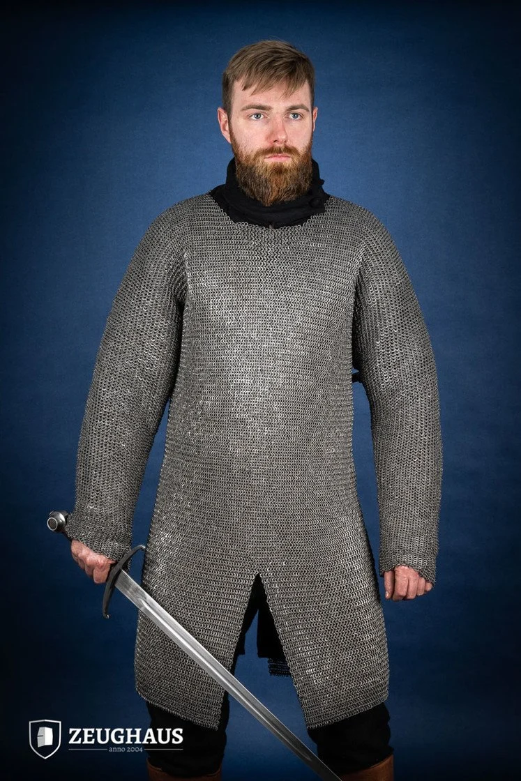 Kettenhemd Hauberk Flachring Vernietet 6mm Geölt