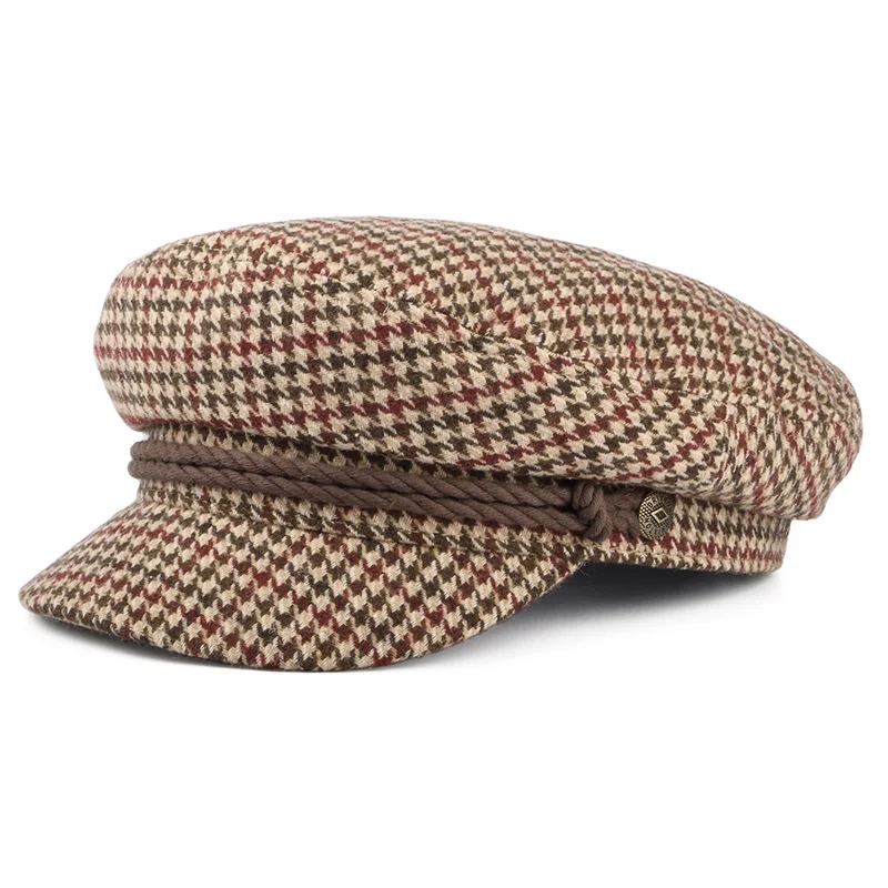 Brixton Schiffermütze Houndstooth - Sand-Braun-Rostrot