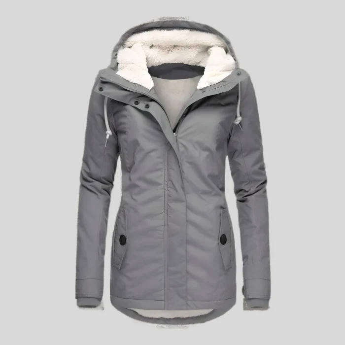 Maggie - Lange und dicke Wintermanteljacke mit Kapuze und kuscheligem Innenimitat für die kalte Jahreszeit