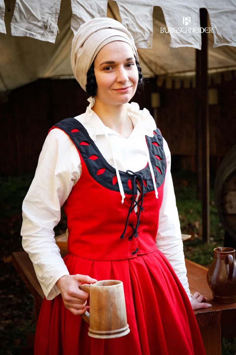 Landsknecht Mieder Flora Rot/Schwarz