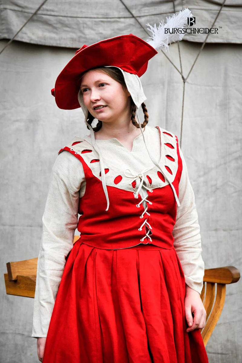 Landsknecht Mieder Flora Rot/Natur
