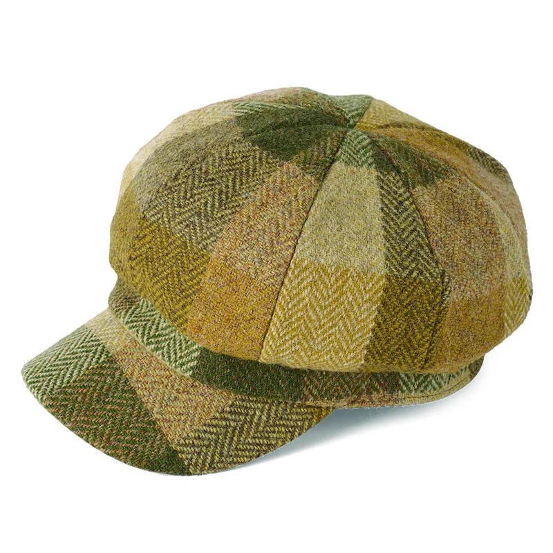 Failsworth Gabby HARRIS TWEED Bakerboy Ballonmütze - Moosgrün-Multi