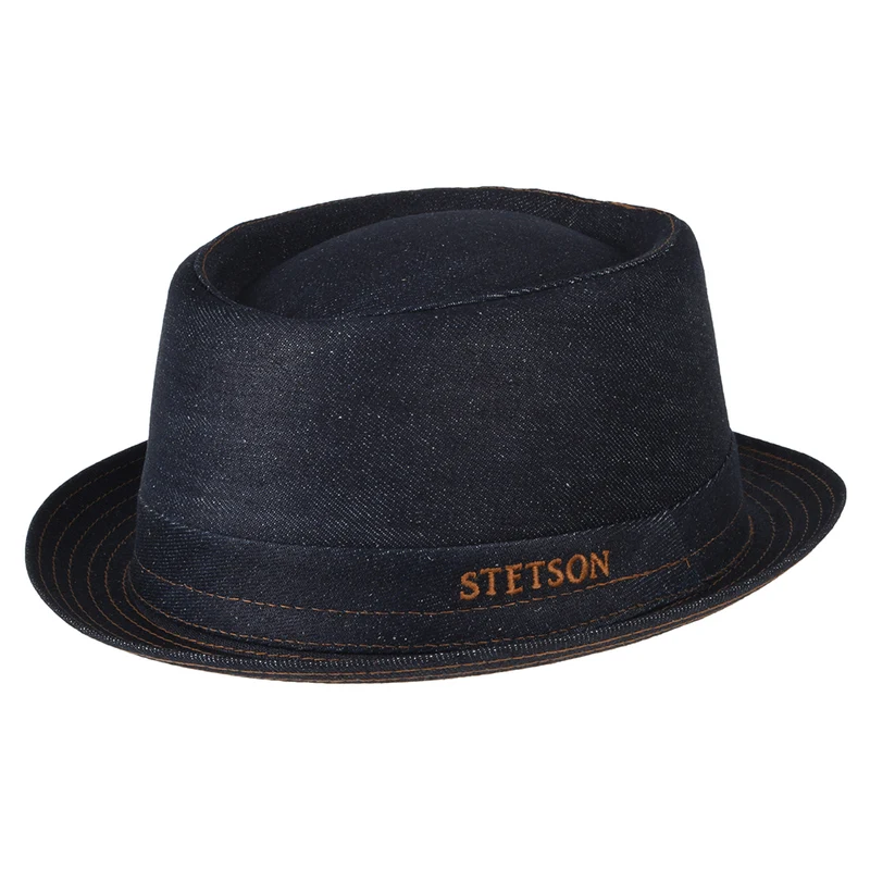 Stetson Denim Pork Pie Hut - Dunkelblau