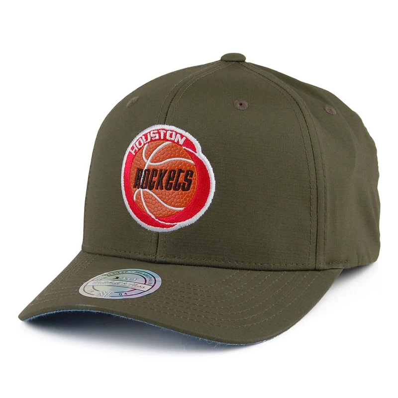 Mitchell & Ness Ripstop Houston Rockets Snapback Cap - Battle - Militärgrün