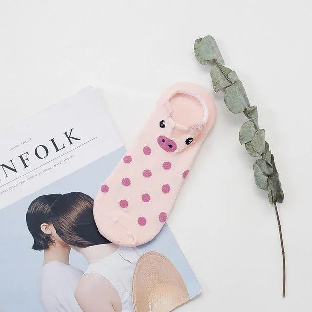 Sneakersocken mit Tiergesicht & Öhrchen – Baumwolle 35–40 (2+2 GRATIS)