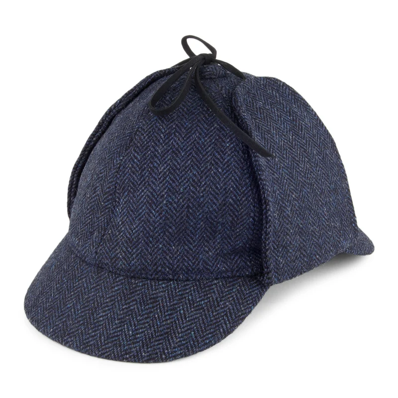 Christys Sherlock Holmes Fischgrätmuster Hut - Blau