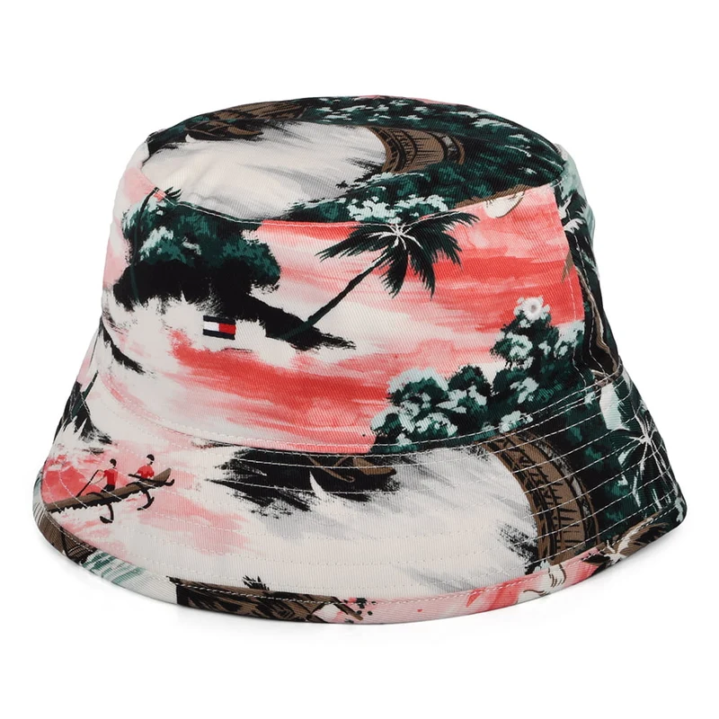 Tommy Hilfiger Flag Palm Wendbarer Fischerhut - Weiß-Grün